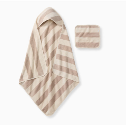 Organic Cotton Rugby Stripe Woven Terry Towel Oat