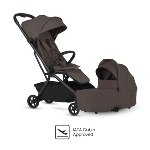 Nia Compact Folding Travel Stroller - Nia Stroller Bassinet Bundle (Chocolate)