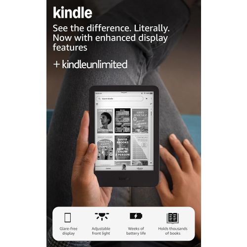 Amazon Kindle 16 GB (newest model) - Lightest and most compact Kindle, now with faster page turns, and higher contrast ratio, for an enhanced reading experience - Black + 3 Months of Kindle Unlimited (with auto-renewal)