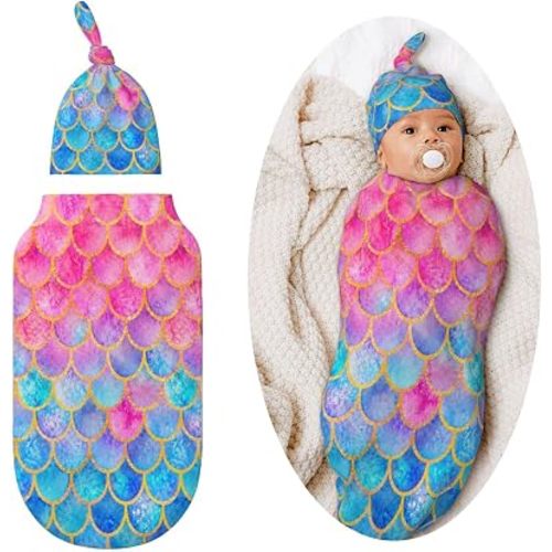 Mermaid Swaddle Blankets Soft Receiving Blanket Baby Swaddle Wrap for Baby Girls Boys