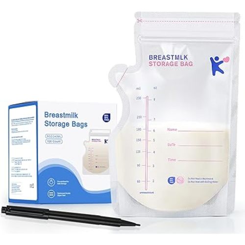 Breast Milk Storage Bags Freezer, 120 Count Self Standing Breast Milk Bags, Ready to Use Easy to Pour Breast Milk Storage Bags, No Leak Double Sealed Breast Milk Bag, BPA Free, 8 Oz