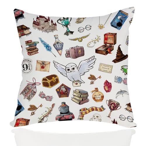 jepuyaya Harry Reading Pillow Covers for Book Lovers Gifts,Wizard Gift Pillow Case Librarian Reader Bibliophile Bookworm Gift for Her Him Birthday Graduation Christmas 18 x 18inch
