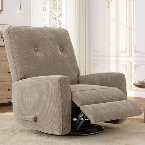 Garvee 360° Swivel Rocker Recline for Adults, Glider Rocking Recliner Nursery Chair for Living Room, Bedroom, Office, Linen