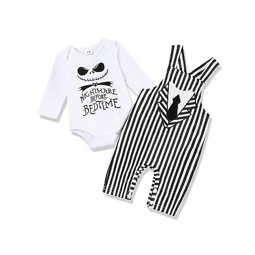 Crazyme Baby Boy Girl Clothes 2PCs Outfit Set Halloween Skull Christmas Clothing Set