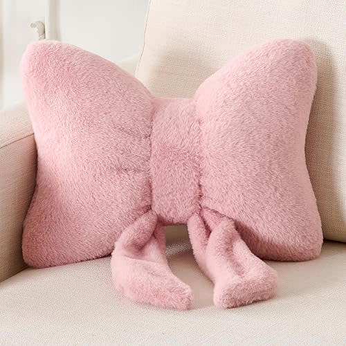 XIAIJIA Bowknot Throw Pillows Bow Decorative Pillow Aesthetic Home Decor Knot Plush Pillows Soft Seat Cushions Cute Throw Pillow for Couch Bow Room Decor