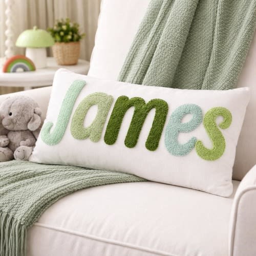 Personalized Boy Name Pillow, Baby Boy Nursery Decor, Custom Name Cushion, Baby Shower Gift for Boy, Toddler Pillow