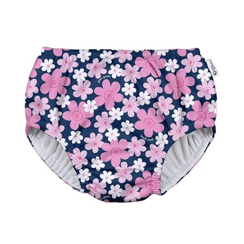 Green Sprouts Baby Girls Pull-Up Reusable and Toddler Swim Diaper, Navy Blooms, 0-6 Month US
