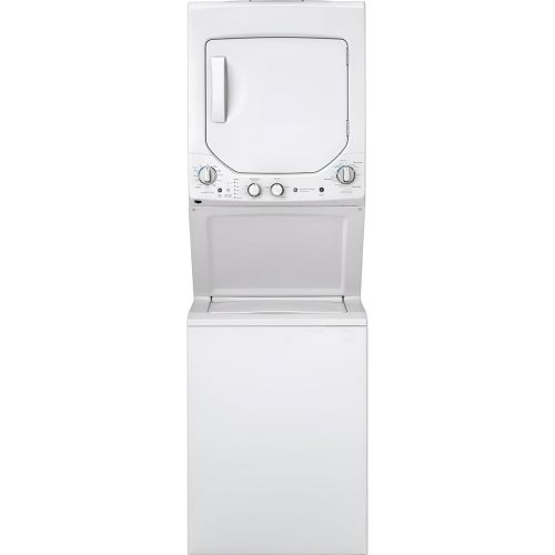 GE Unitized Spacemaker® 2.3 Cu. Ft. Washer and 4.4 Cu. Ft. Electric Dryer Laundry Center, 24-Inch, White – GUD24ESSMWW