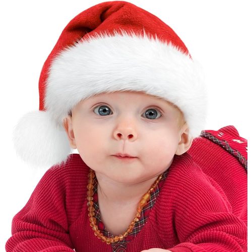 Christmas Santa Hat for Adults Kids Baby Thicken Soft Fur Xmas Holiday Hat