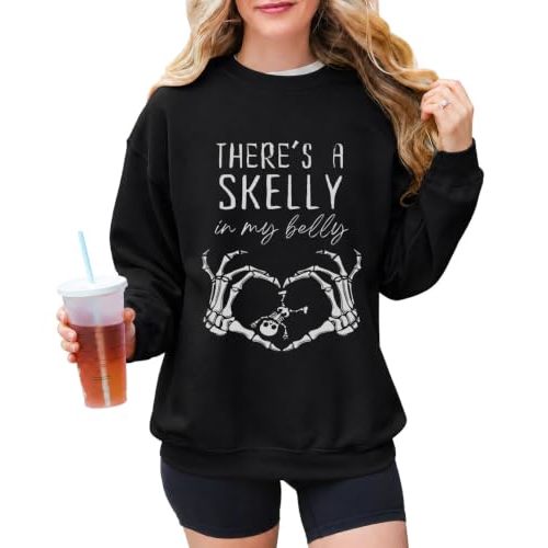 There s A Skelly In My Belly Sweatshirt, There Is A Skelly In My Belly Shirts, Halloween Maternity Shirt