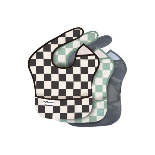Mess-Proof and Waterproof Baby Food BPA-Free Bib w/Adjustable Closure 3pc - Solids, One Size