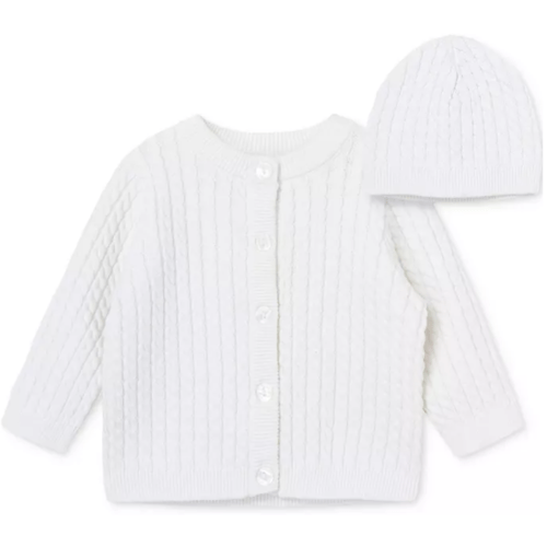 Baby Cotton Cable-Knit Cardigan & Matching Hat, 2 Piece Set