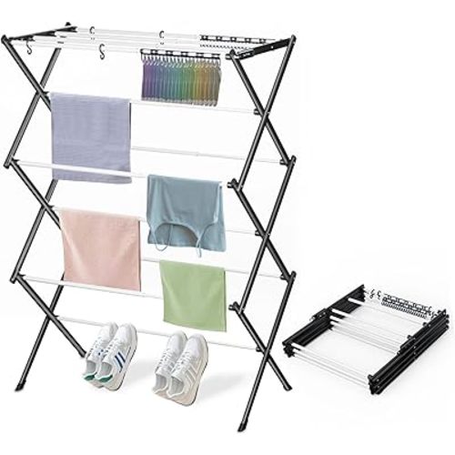 Foldable Drying Rack Clothing, Clothes Drying Rack Collapsible Indoor, Dryers for Laundry - 40" x 28.8" x 14.2", Space Saving Indoor&Outdoor, White-1pack