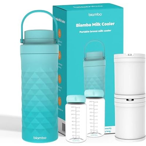 Breastmilk Cooler Bottle - 22oz 600ml Capacity, 24-Hour 360 Cooling Technology, Portable & On The Go Breast Cooler Bottle, Easy Cleaning Multi-Use Breastmilk Storage Bottle, 2 Baby Milk Storage