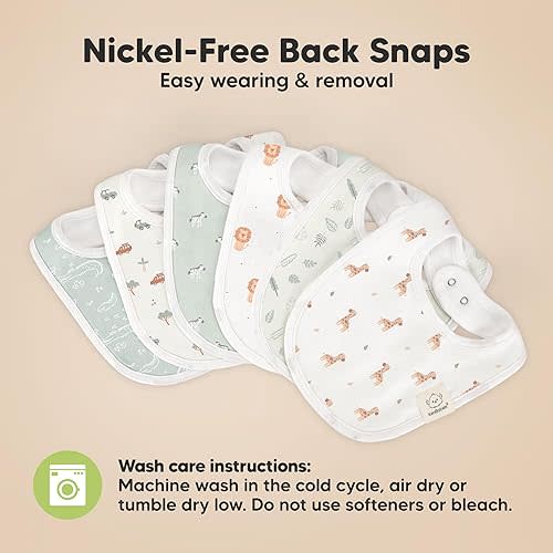 8-Pack Organic Baby Bibs for Boys, Girls - Soft Cotton Drooling and Teething Bibs for Baby Girl & Boy, Extra Absorbent, Easy to Clean & Put On for Toddler, Newborn, Infant 0-24 Months (Wilderness)