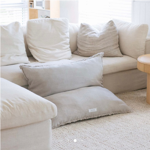 Natural Colour Family Floor Cushion with Raw Edge – 100% Stonewashed French Flax Linen – Warren Hill