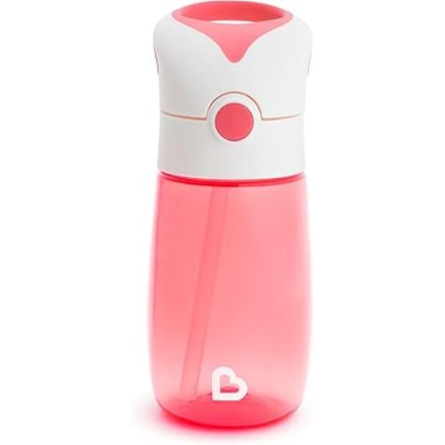 Munchkin® Flip & Go™ Toddler Sippy Cup with Straw, 12 Ounce, Ultra Durable Tritan Material, Pink