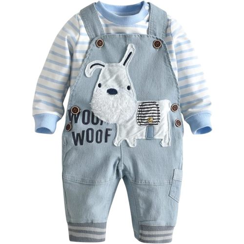 Cute Baby Boy Clothes Suit Toddler Boys' Striped long Sleeve T-Shirt+Denim Overalls Jumpsuit Pants Outfits Sets