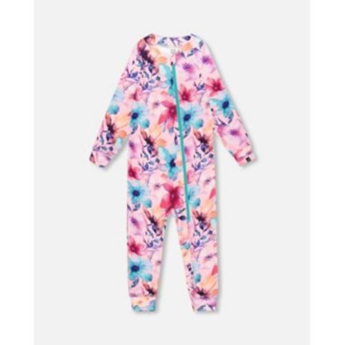 Baby Girls One-Piece Thermal Underwear Pink Watercolor Flower Print