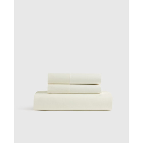 Organic Crisp Percale Fitted Sheet Set in White