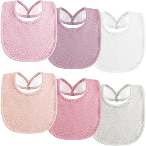 Muslin Baby Bibs 6-Pack Baby Drool Bandana Bibs for Baby Girls Boys Infant Newborn Toddler Drooling and Teething