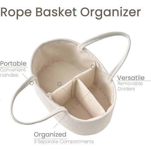 Diaper Caddy Organizer, Empty Gift Basket for Newborn Essentials, Baby Storage Basket, Stylish Gift Bag for Baby Shower, Boys and Girls – Large, Off White