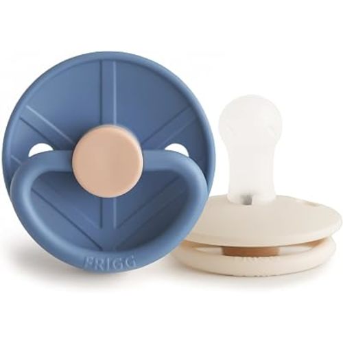 FRIGG Little Viking SilkySoft Silicone Baby Pacifier 2-Pack | Made in Denmark | BPA-Free (Ocean View/Cream, 0-6 Months)