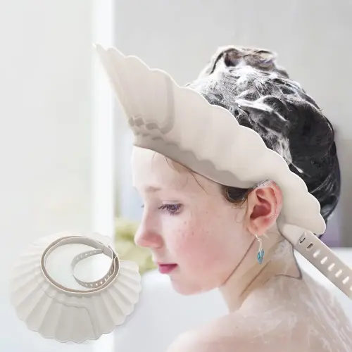 Baby Shower Cap Shield, Bathing Cap Bath Hat Bathing Safe Silicone Protection, Soft Adjustable Visor Hat for Protector Head Eye Ear