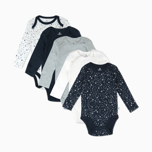 Honest Baby Clothing 5-Pack Organic Cotton Long Sleeve Bodysuit - Twinkle Star Navy, 0-3 M