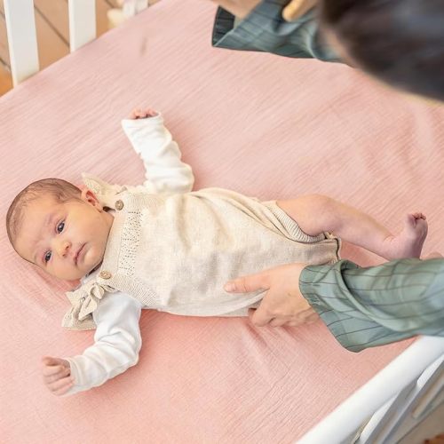 Muslin Crib Sheets 2 Pack for Girl & Boy, HNHUAMING Soft and Breathable Baby Crib Sheet, Neutral Baby Sheets Fitted Standard Crib & Toddler Bed Mattress 52" X 28" (Daisy +Floral)