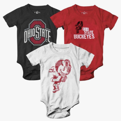 Wes and Willy Baby College Team 3 Pack of Cotton Rompers