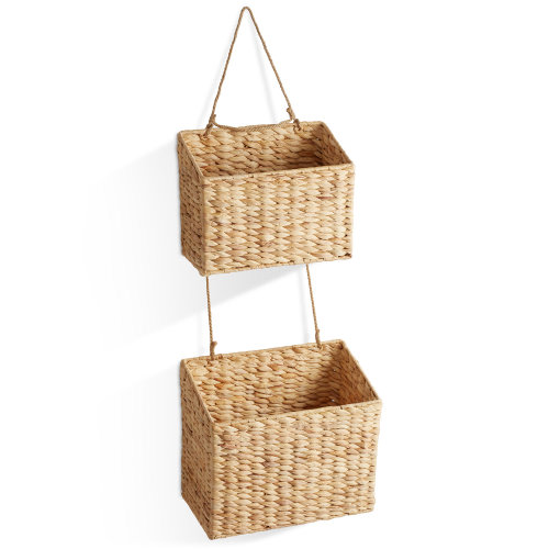 Casafield 2-Tier Hanging Baskets, Vertical Woven Kitchen Wall Storage Organizer | Wayfair