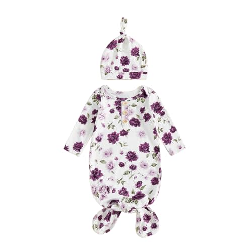 Infant Newborn Baby Girls Floral Sleep Gown Headband Sleepwear Romper Sleeping Bags Outfits