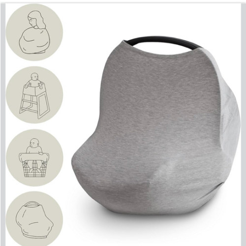 mushie Baby Car Seat Canopy Cover | Breathable & Stretchy Multi Use Cover for Breastfeeding, Nursing, High Chair, Shopping Cart, Strollers (Tradewinds)