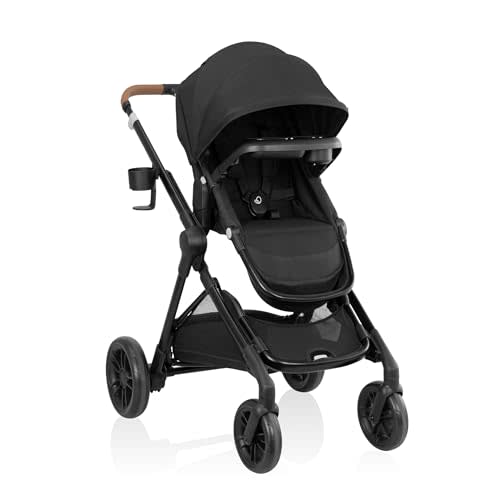 Evenflo Pivot Xpand NXT Stroller (Coal Black) | 8 Modes of Use, Converts to Double Stroller, Infant to Toddler, Has Pramette Mode, Accepts Infant Car Seat (Coal Black)