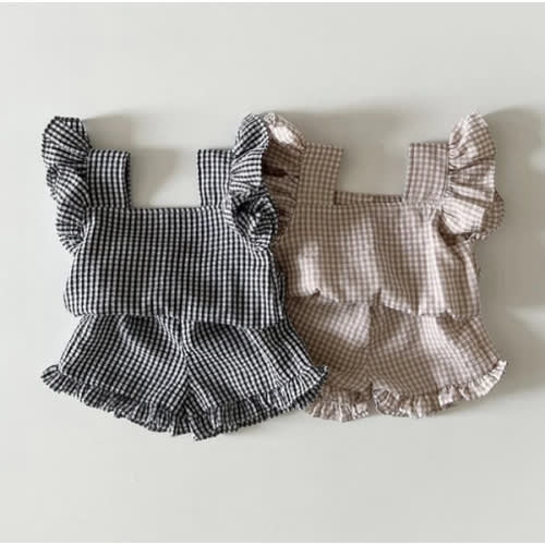 Plaid Ruffle Shorts Set