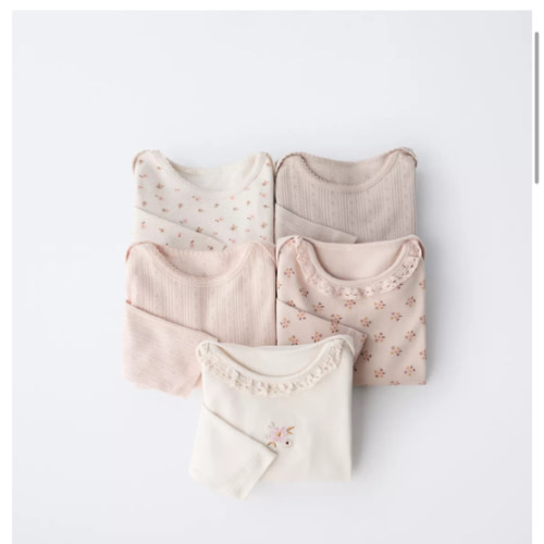 FIVE-PACK OF FLORAL PRINT BODYSUITS - Dusty pink | ZARA United States