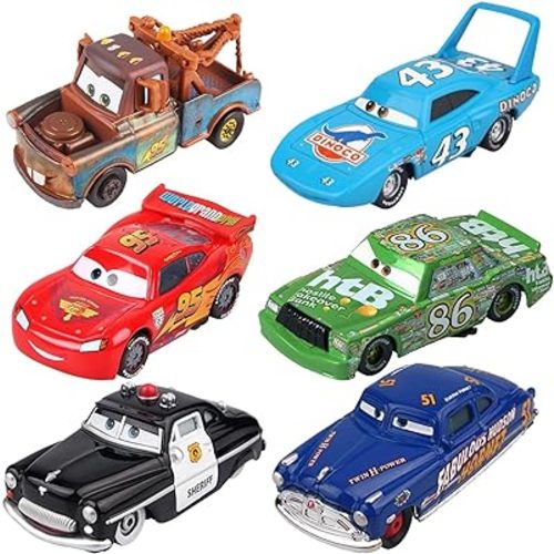 6 PCS Toys Car 2 3 Mater Chick Hicks The King Doc Hudson Sheriff Diecast Car Toy Set for Boy Kids Gifts