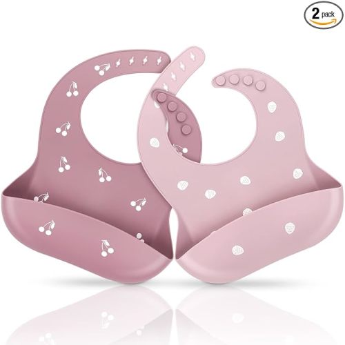 ME.FAN Silicone Baby Bibs for Babies & Toddlers | Adjustable Silicone Bibs Set of 2