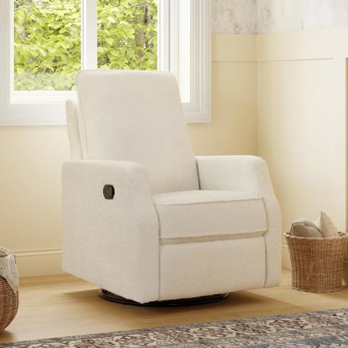 DaVinci Lucas Pillowback Swivel Glider Nursery Recliner, Cozy Cream Boucle