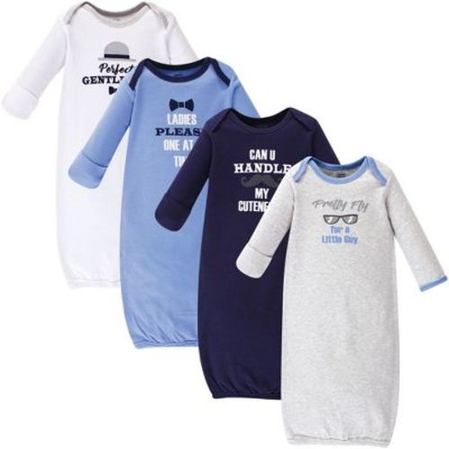 Luvable Friends Baby Boys Cotton Long-Sleeve Gowns 4pk, Gentleman, 0-6 Months