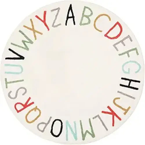 Rainbow Round Kids Play Rug Alphabet Nursery Area Rug Extra Large Soft Crawling Play Mat for Children Toddlers Bedroom (71 inch, Multi Color)