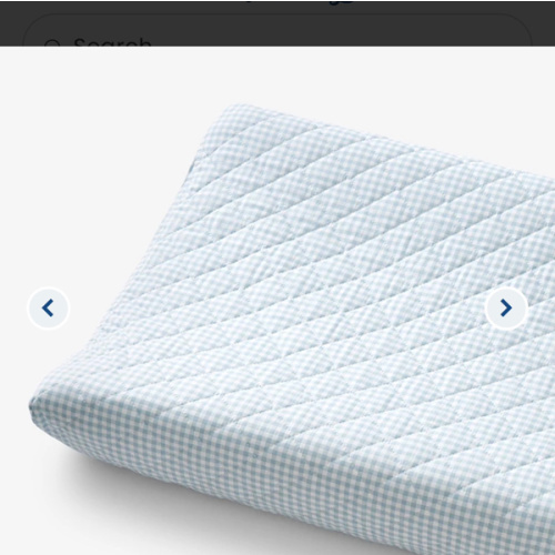 Ditsy Gingham Classic Cool Organic Cotton Percale Quilted Changing Pad Cover - Blue