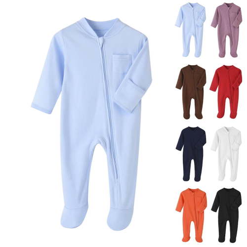 abtuhar Toddler Pajamas,Girls Rompers,Toddler Long Sleeve Romper Jumpsuit,Soft Rayon Pajamas Boy Girl 2-Way Zipper Coverall Sleeper Brown 3-6 Months