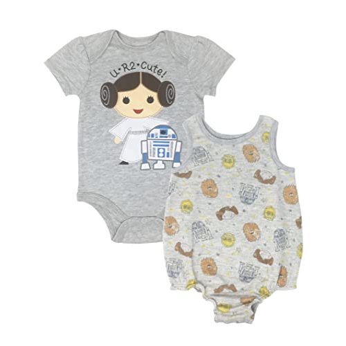 STAR WARS Princess Leia Infant Baby Girls Bodysuit & Sleeveless Romper Set