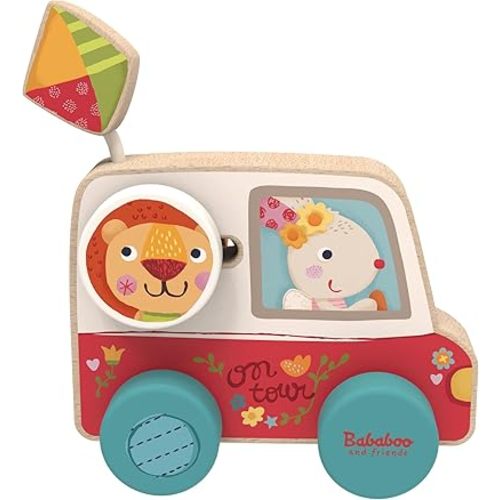 Bababoo & Friends Pippa’s Flower Bus, My First Car Collection for Toddlers 10+ Months, 4.5" Push Toy, Beech Wood & Non-Toxic Paint, Encourages Fine Motor Skills, Imaginative Play & Early Development