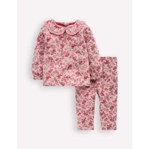 Pretty Collar Sweat Set-Pink Floral