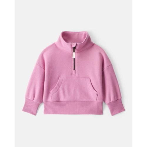 Baby Girl Long-Sleeve Quarter-Zip Pullover Sweatshirt - Pink - Carter's | Carter's
