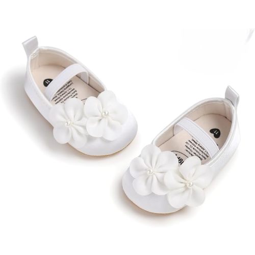 Baby Mary Jane Flats for Girls with Bowknot Cotton Anti Skid Sole Infant First Walker Princess Dress Crib Wedding Shoes