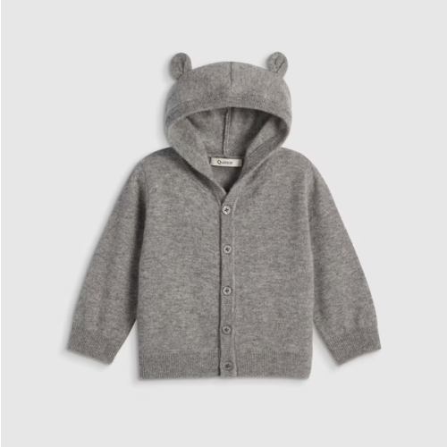 Washable Cashmere Hooded Cardigan in Oatmeal or Grey